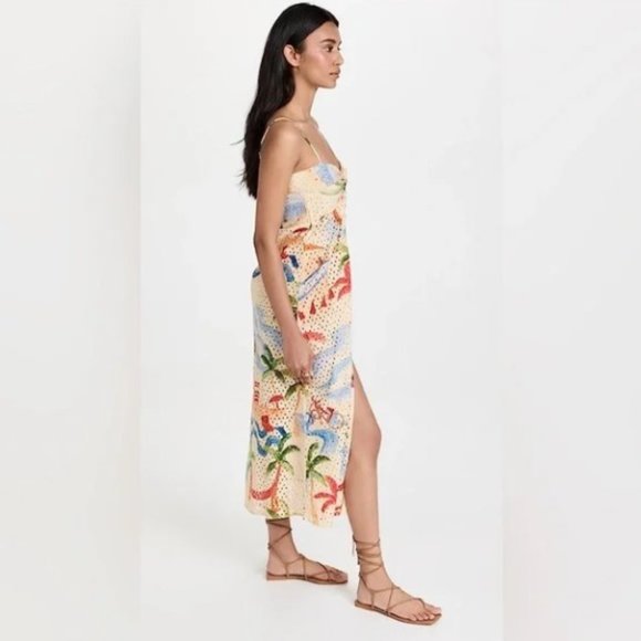 NEW Anthropologie | Farm Rio Copacabana Cover Up Dress Tropical Eyelet Maxi - Picture 6 of 7